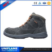 Zapatos de seguridad de trabajo de la suela de PU de cuero de gamuza gris Ufb030